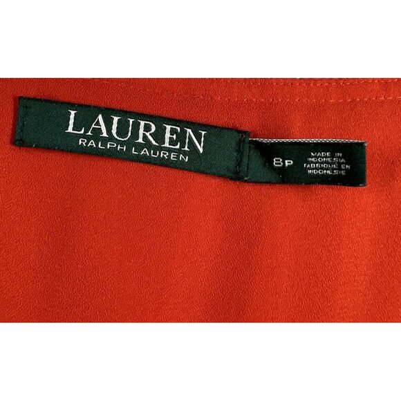 Lauren Ralph Lauren Women's Dress Size 8P Orange Lined Pin Tuck Short Pin Tucked - Picture 3 of 8